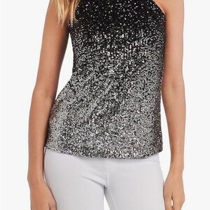Cable & Gauge Black and Silver Sequin Halter Top